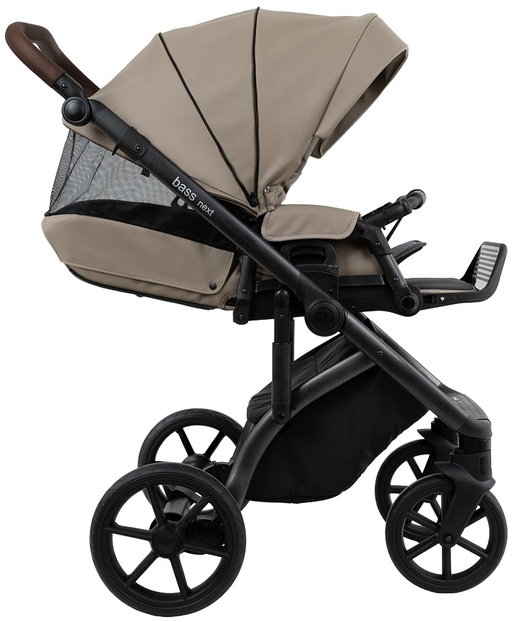 Детская коляска Roan Bass Next Кожа 2.0 2 в 1 BNL/71/2 Cappucino/Black/ руч.Коричневый