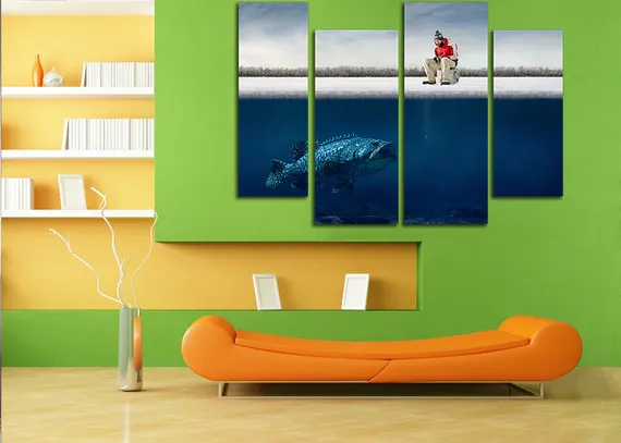 Модульная картина "Зимняя рыбалка"