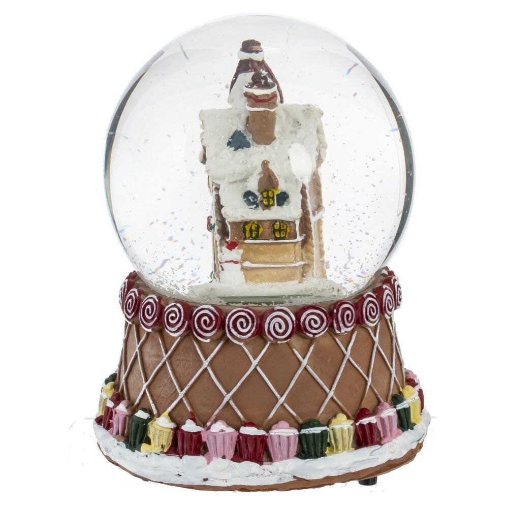 GAEM Фигурка декор в стекл шаре "Пряник" (подсв, муз, вьюга, AAAх3 н/п), D 9.5 см, L10,5 W10,5 H15 см