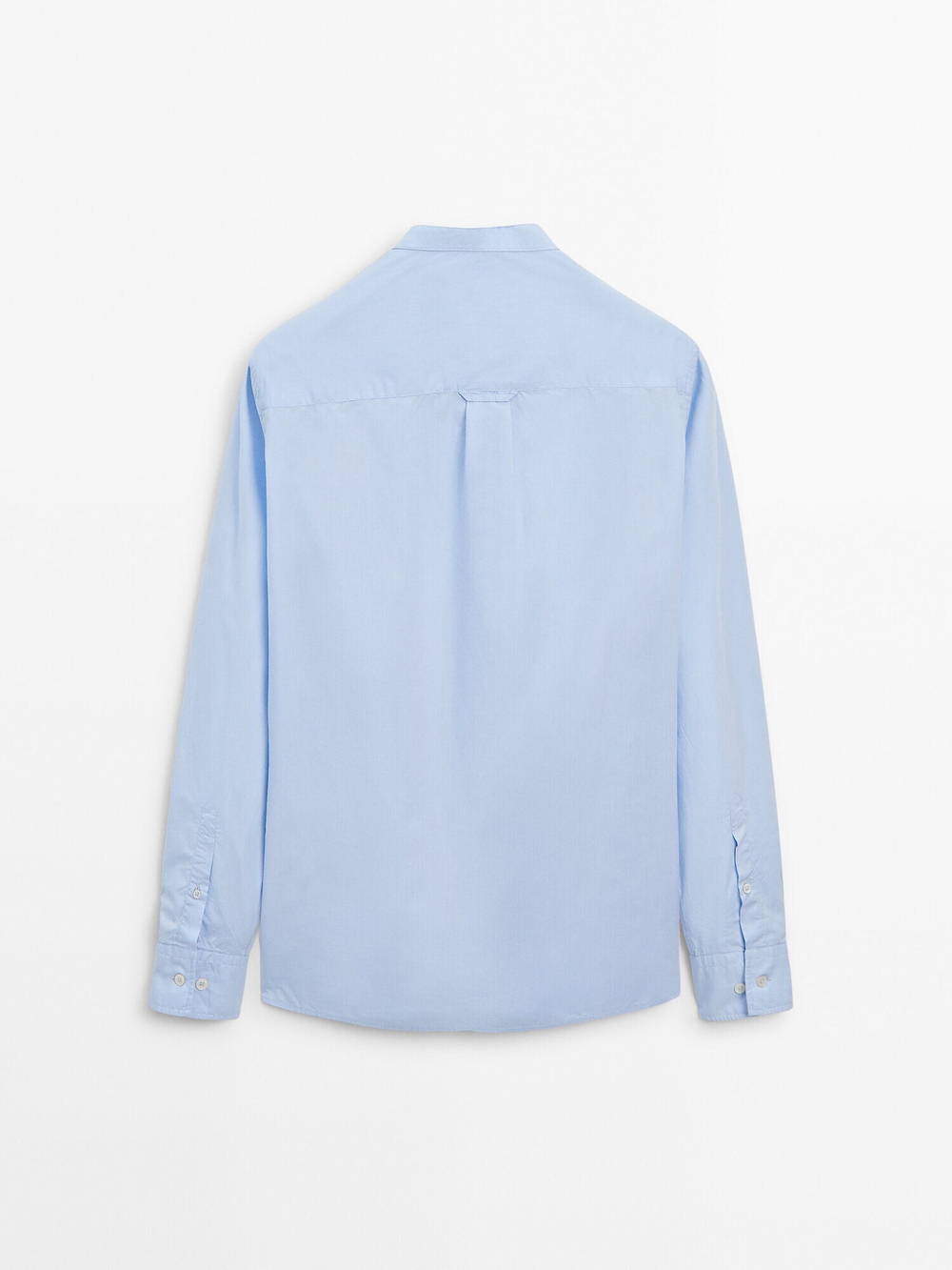 Massimo Dutti Рубашка из 100% хлопка с воротником-стойкой, небесно-голубой