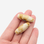 Бусина в форме бочонка, 11,5*30мм, кофейно-молочная, глазурированный фарфор