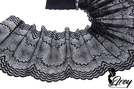 03-261 Кружево эластичное 21 см, ажур, черный 170