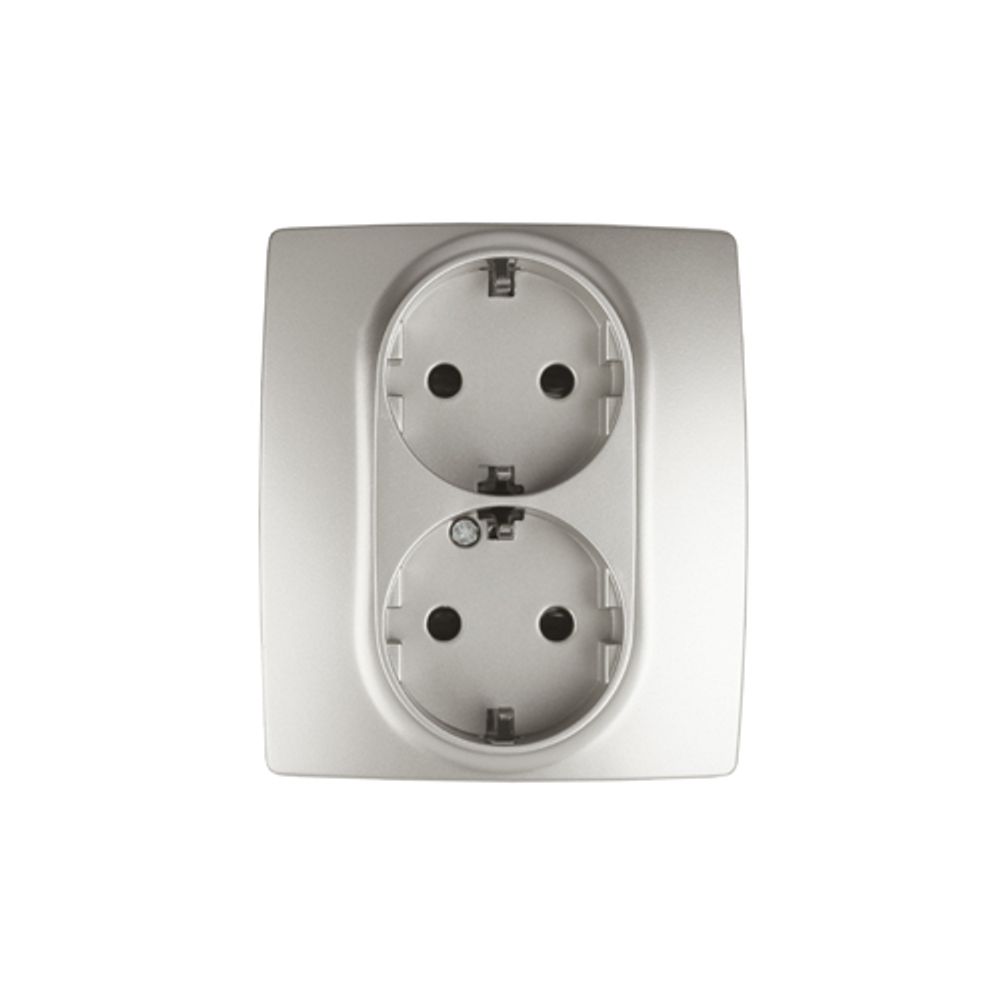 12-2104-15 ЭРА Розетка 2X2P+E Schuko со шторками, 16A-250В, IP20, Эра12, перламутр | Эра 12 Перламутр