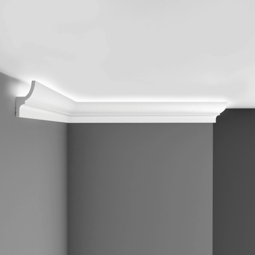 Плинтус потолочный ударопрочный гладкий под подсветку Decomaster D501 73х40х2000мм