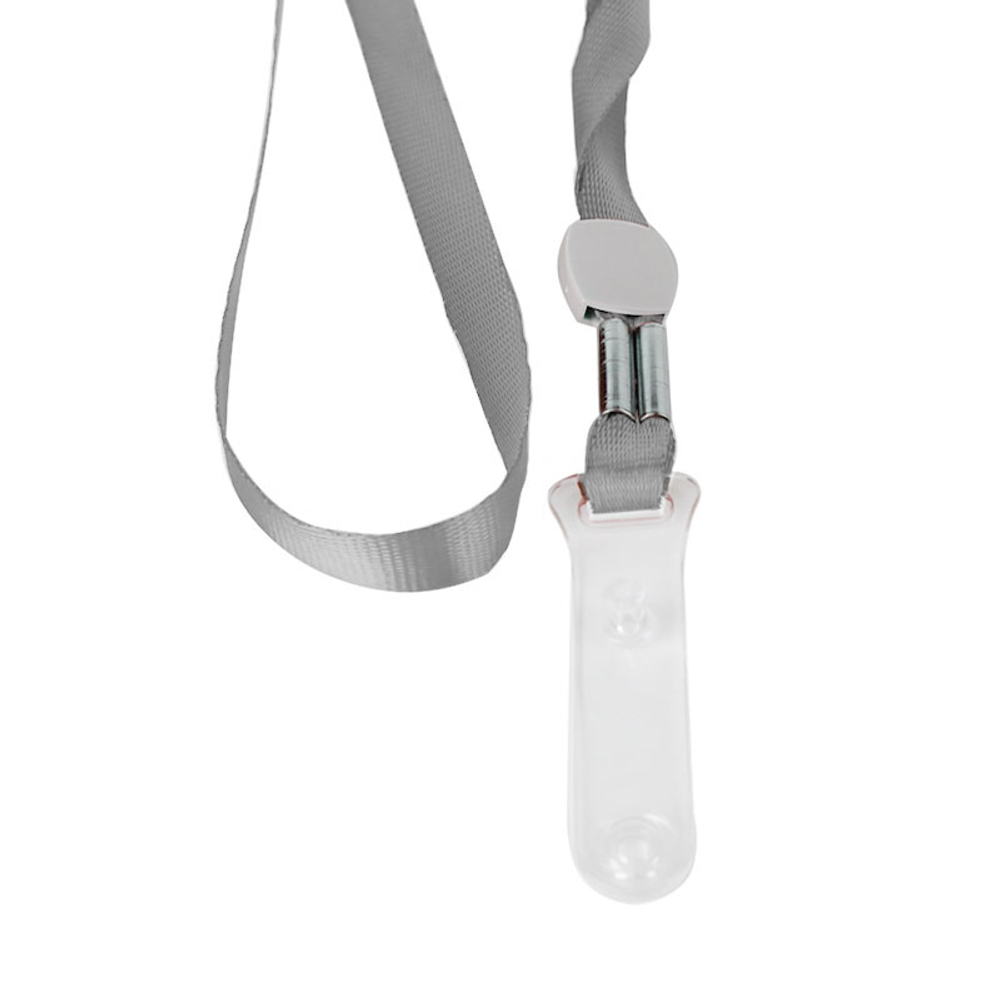 Шнурок для бейджа Deli, зажим на кнопке, длина 48.5 см, серый