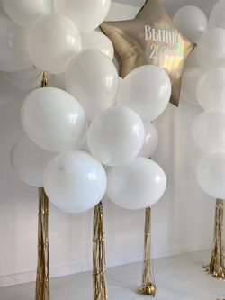 Воздушные шары на выпускной золото/белый звезда галография №3420