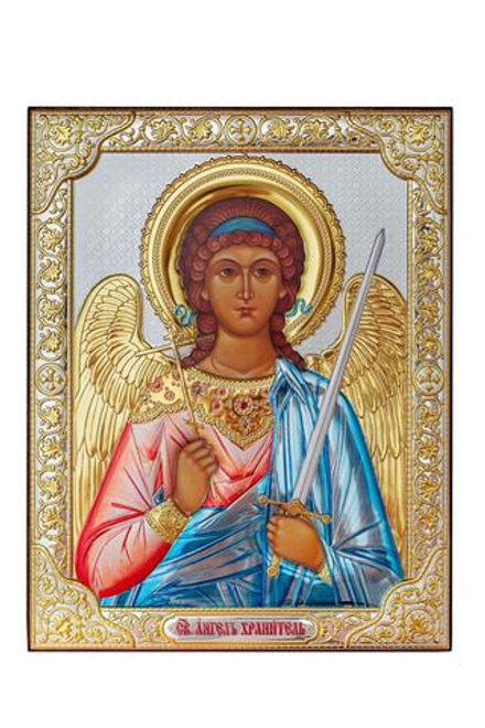 Ангел Хранитель, икона прямоугольная без рамки, красное дерево, эмаль 175х225
