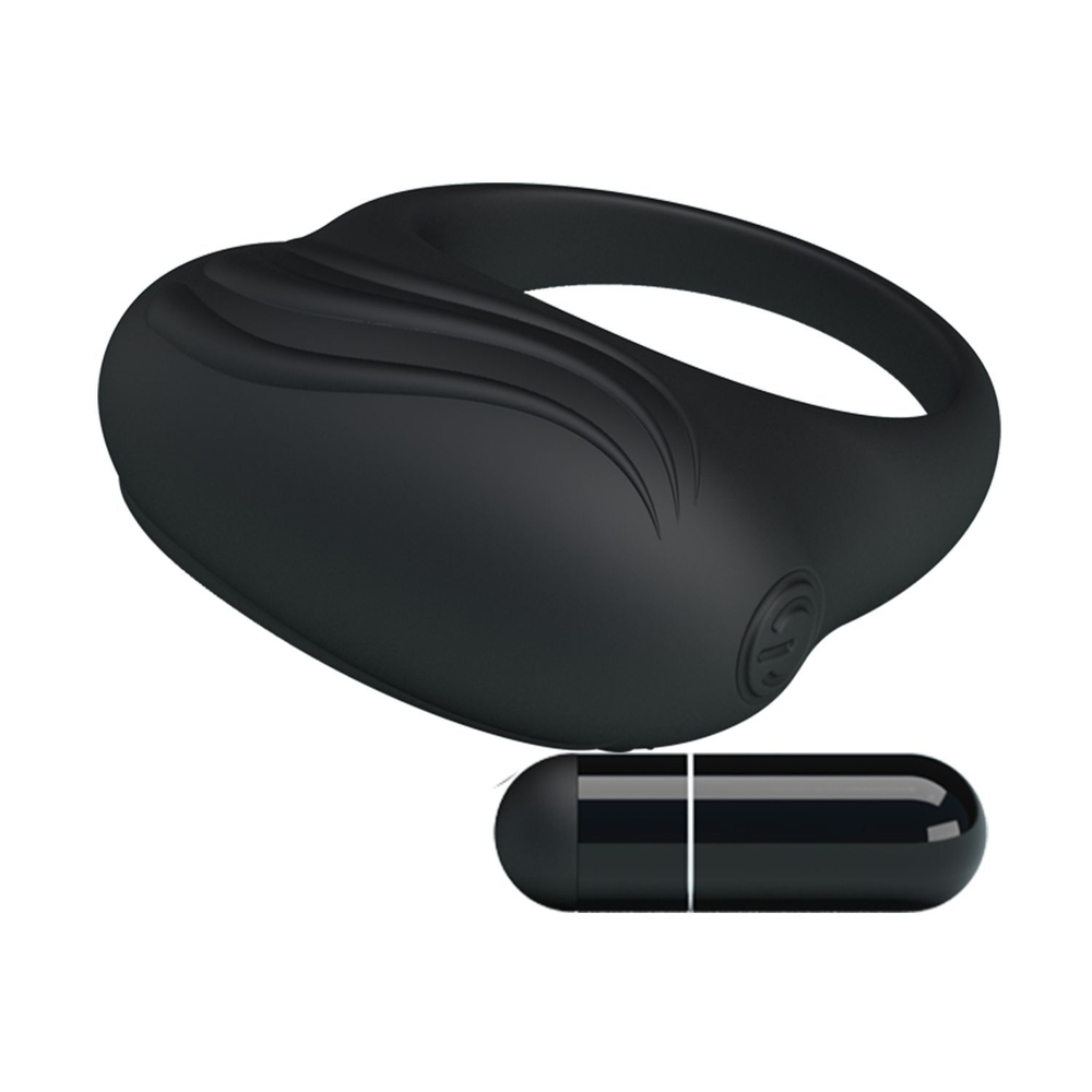 Черное вибрирующее эрекционное кольцо (Цвет: черный)