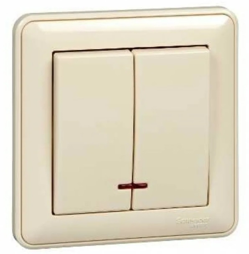 Выключатель 2-кл CУ с подсвет. сл.кость Schneider