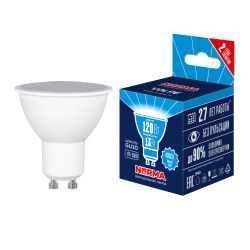 LED-JCDR-13W-4000K-GU10-NR Лампа светодиодная. Форма JCDR. матовая. Серия Norma. Белый свет 4000K. Картон. ТМ Volpe