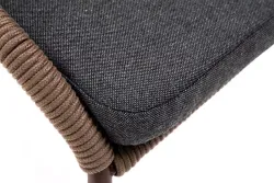 "Милан" стул плетеный из роупа, каркас алюминий коричневый (RAL8016) муар, роуп коричневый круглый, ткань темно-серая 027