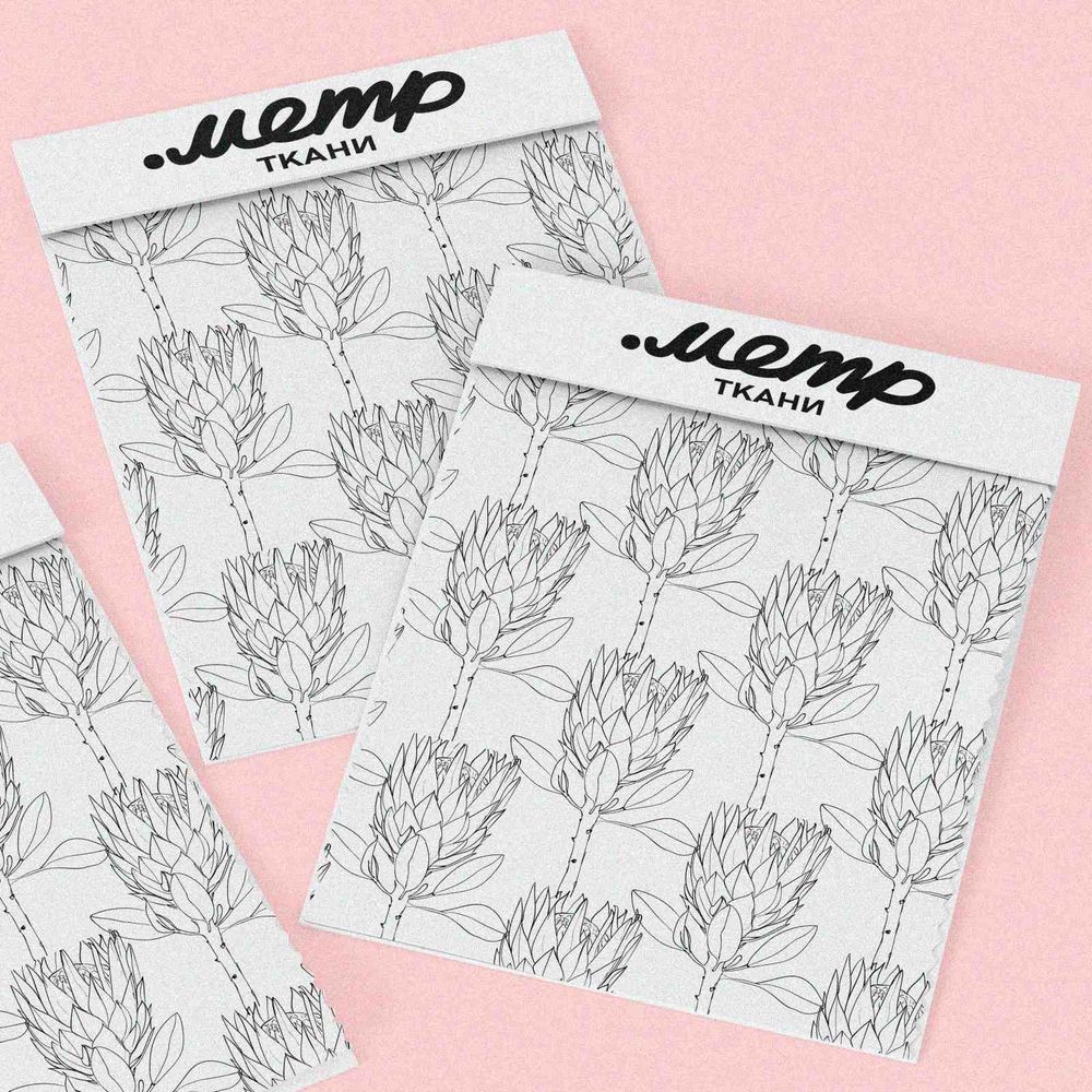 Ткань атлас тонкие цветочные силуэты