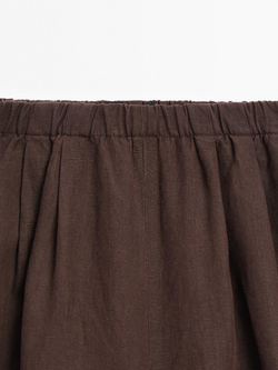 Massimo Dutti Струящиеся брюки из 100% льна, гранатовый