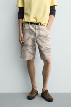 ZARA ШОРТЫ BAGGY FIT С ПРИНТОМ «ДЕРЕВЬЯ», С ПРИНТОМ