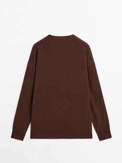 Massimo Dutti Кардиган оверсайз из 100% кашемира с V-образным вырезом, терракотовый