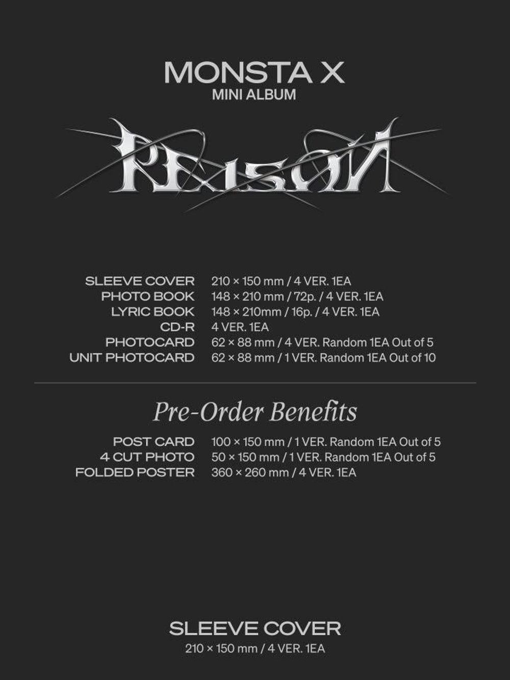 Альбом MONSTA X - REASON 12th Mini Album RANDOM Version