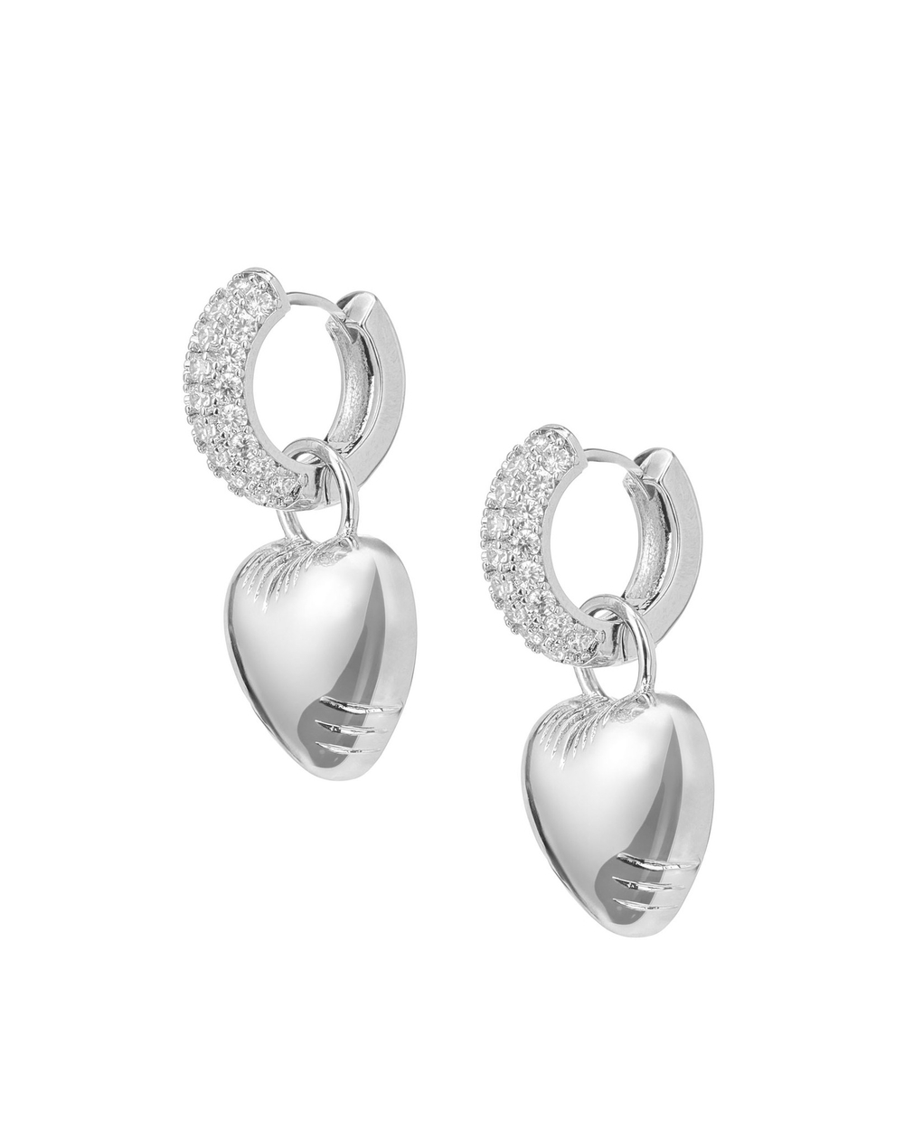 Серьги-конго, гладкое сердце, серебро