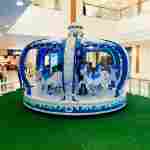 Детская электрическая карусель «Снежная корона» синяя, 12 мест