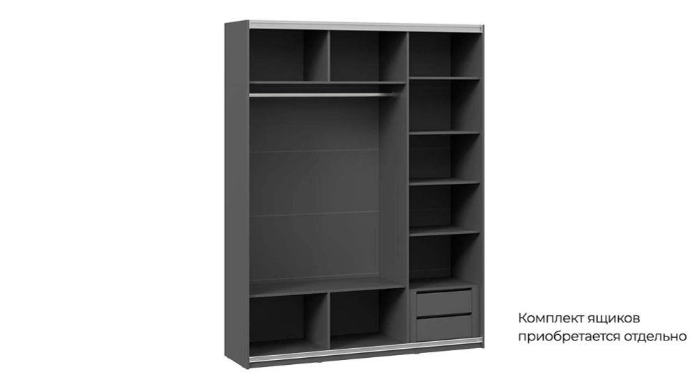 Шкаф-купе Оскар Хилтон 3-х дверный 177 серый графит / графит матовый / ручка серебро