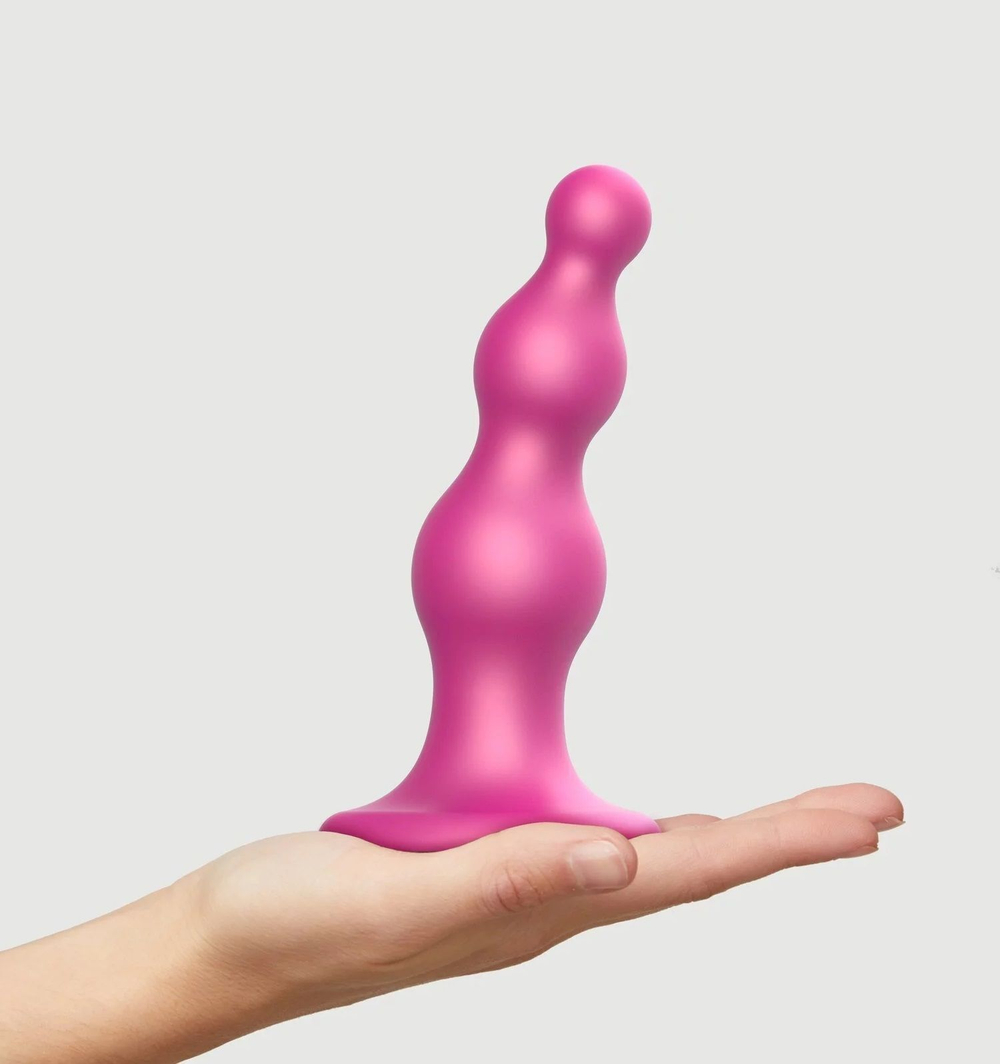 Розовый стимулятор-ёлочка Dildo Plug Beads Framboise Size M - 15 см. (Цвет: розовый)