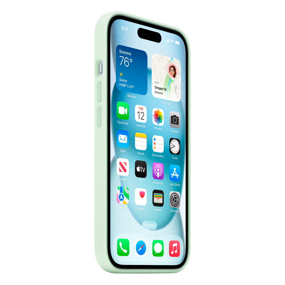 Силиконовый чехол с поддержкой MagSafe Apple Silicone Case для iPhone 15, Soft Mint (Пастельно-мятный)