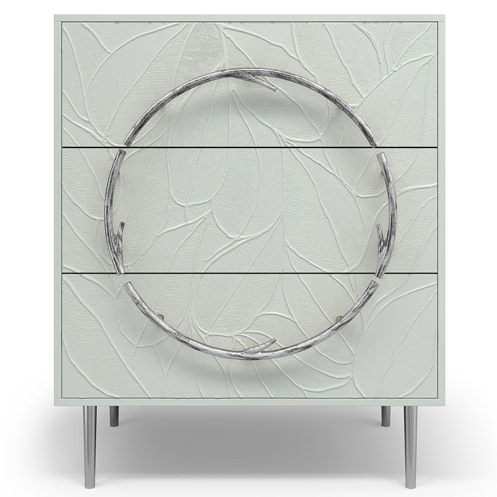 Комод Арт Колор leaves с 3-мя ящиками Стайл Сильвер Серый дым