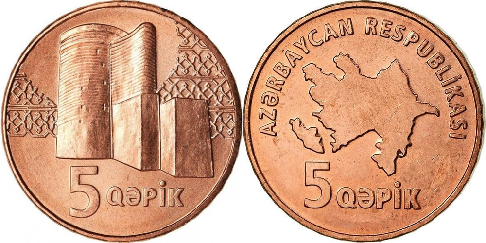 Азербайджан 5 гяпиков, 2006 Девичья башня XF