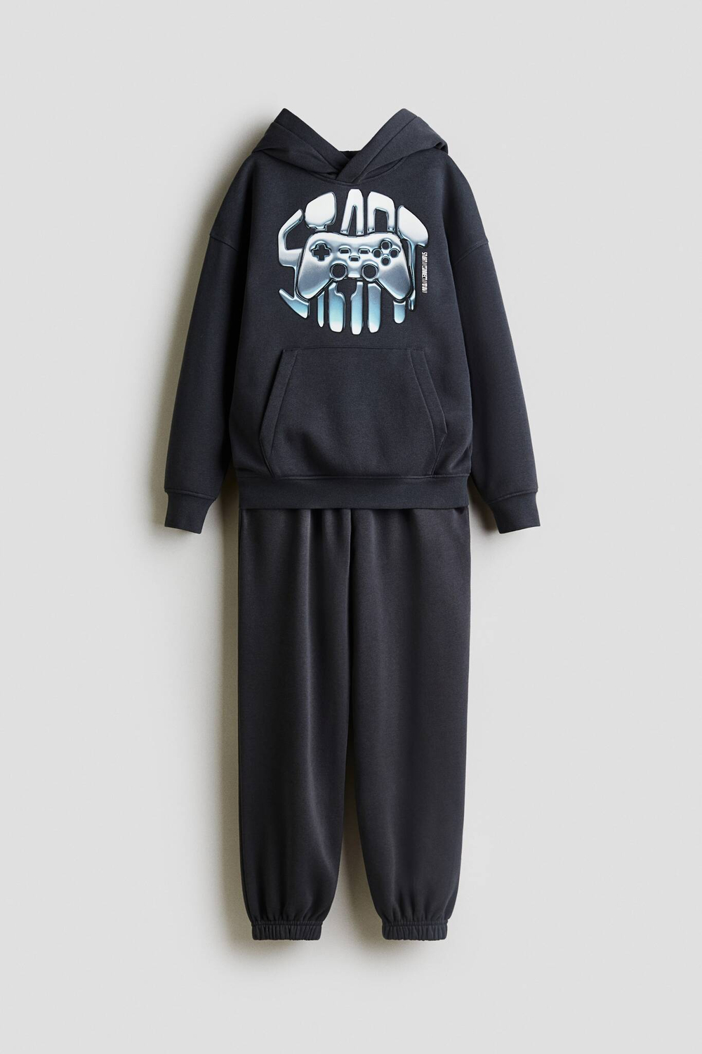 H&M Комплект из толстовки с капюшоном и брюк-джоггеров, темно-серый