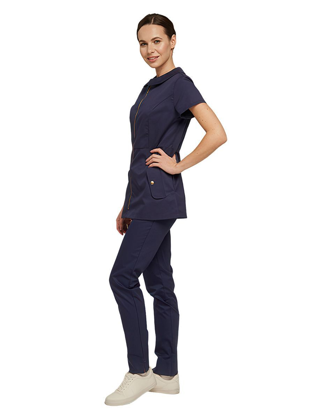 Туника медицинская женская Dr. Nice DRN150 на молнии, с воротником, синий, 46