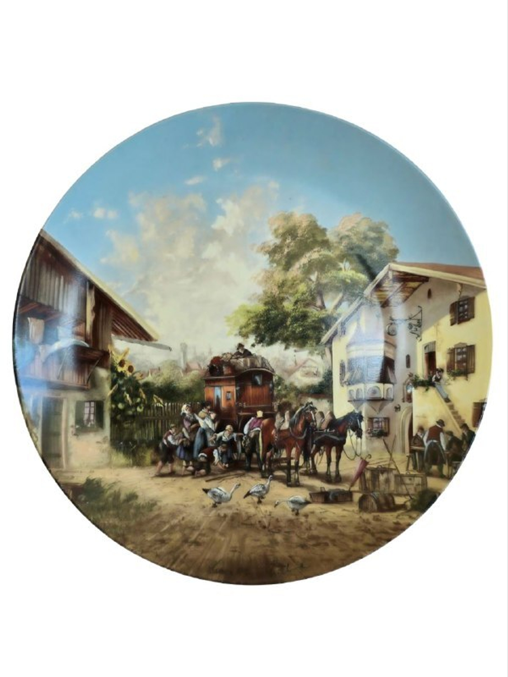 Тарелка декоративная "Прибытие дилижанса" Германия