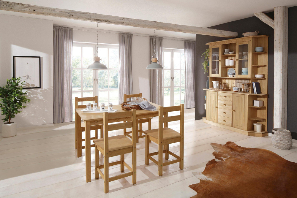 Стол обеденный, 120х80х75, Индра, кухонный, деревянный, натуральный, Dipriz