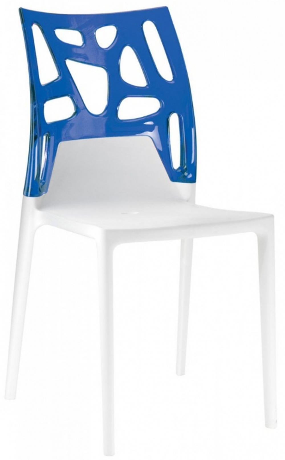 Стул пластиковый Papatya Ego-Rock, белый, синий