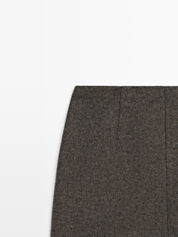 Massimo Dutti Мини-юбка из шерстяной смеси, шоколадный