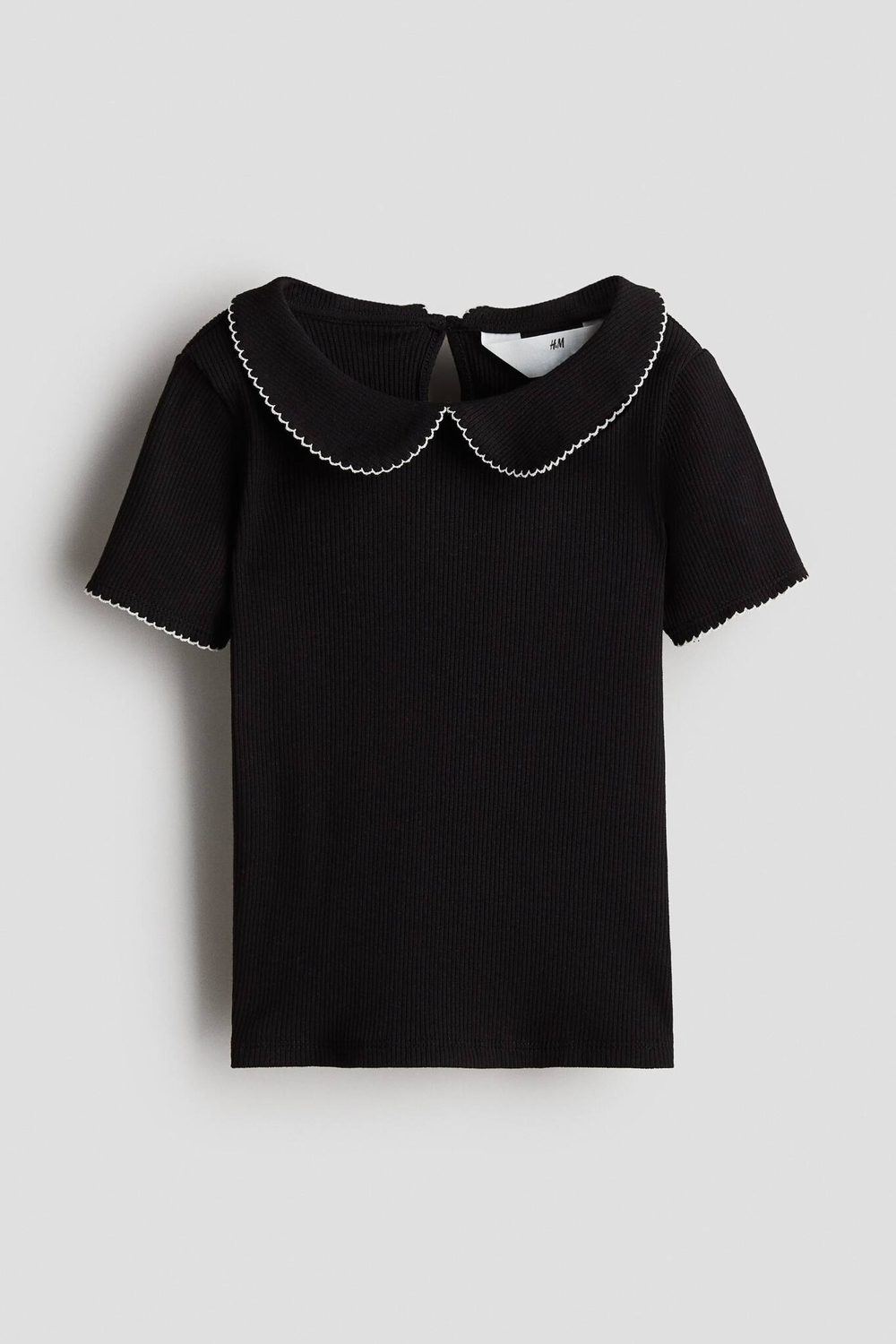 H&M Футболка в рубчик с принтом, черный