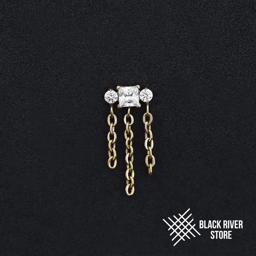 Pendant Square Chain Crystal PVD Yellow