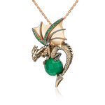 Подвеска «Дракон» из красного золота с халцедоном и фианитами