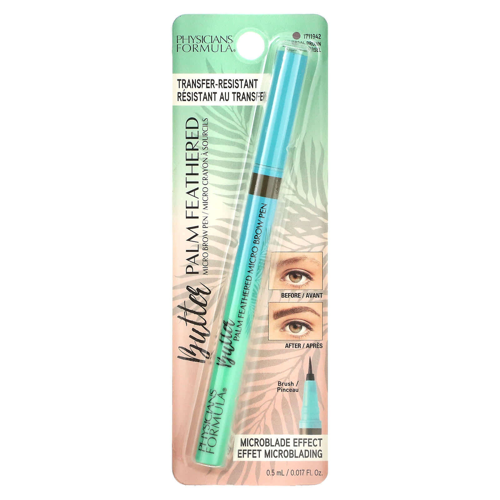 Physicians Formula, Ручка для бровей с перьями Butter Palm, 1711942, универсальный коричневый, 0,5 мл (0,017 жидк. унц.)