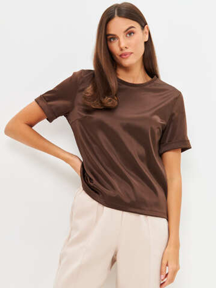 Блузка топ 211205 шоколадный атлас