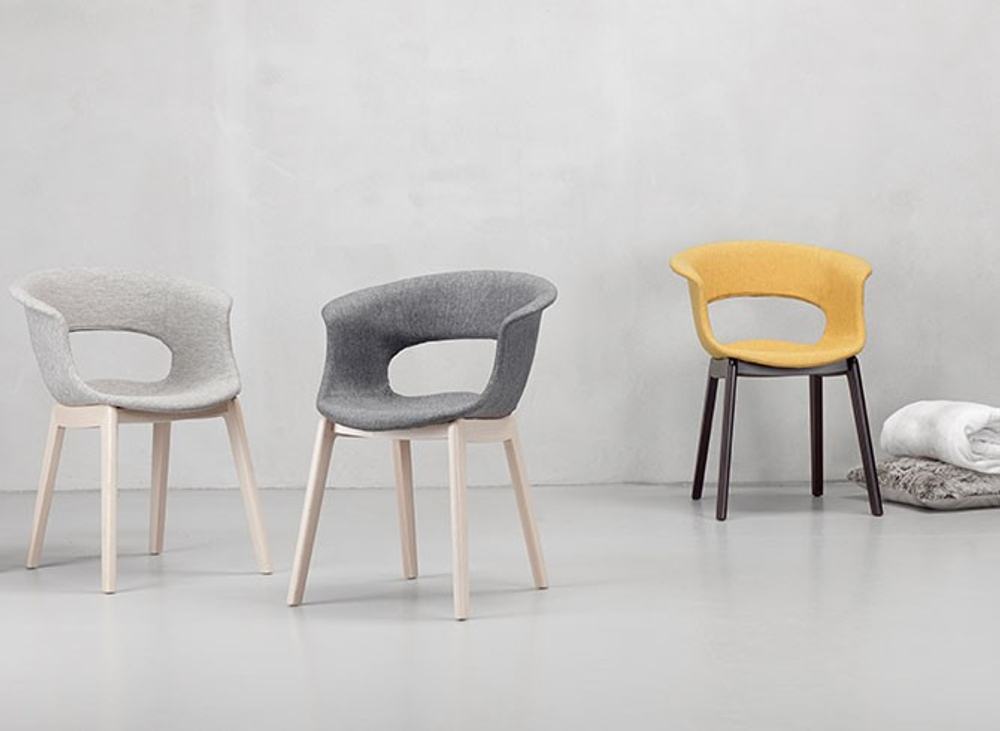 Кресло с обивкой Scab Design Natural Miss B Pop, натуральный бук, серый