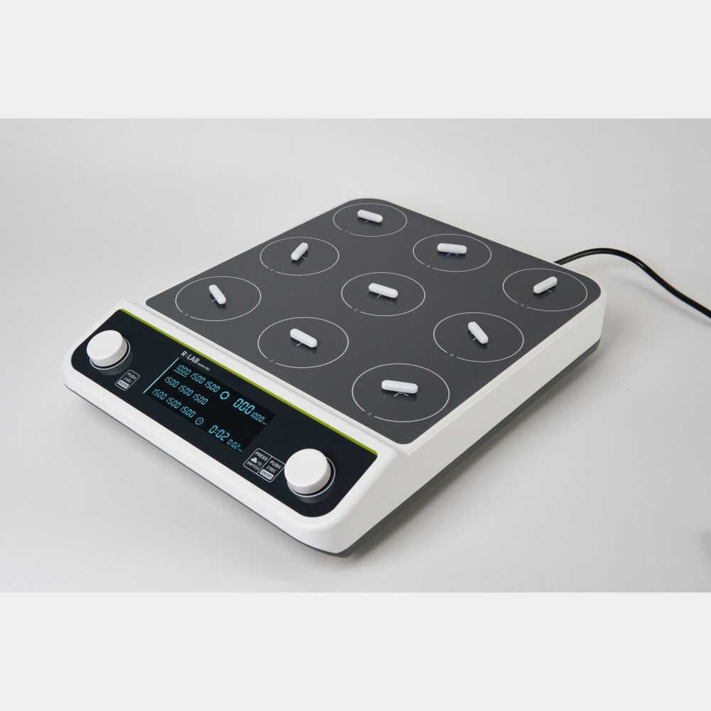 Мешалка магнитная RLAB MMS9Pro, 50-1500 об/мин, многопозиционная, 9 секций по 500 мл