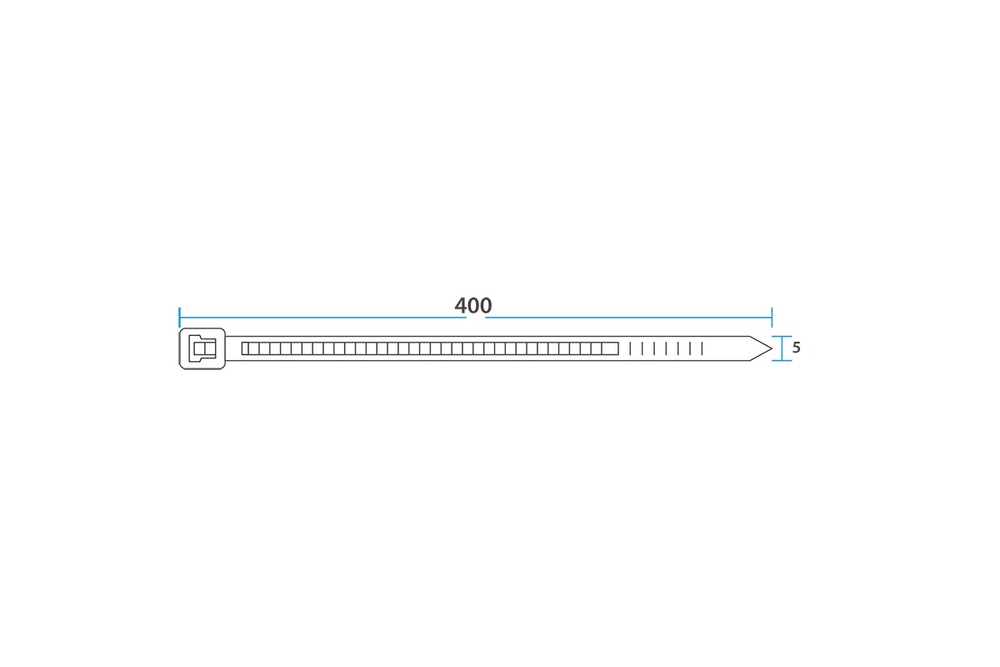 Нейлоновая кабельная стяжка REXANT 400x4,8мм, белая 100 шт/уп 07-0400