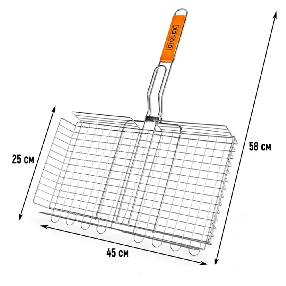Решетка-гриль с хромированным покрытием 45x25 см, DIOLEX