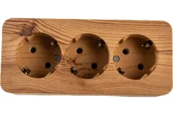 Розетка Systeme Electric BLANCA с заземлением тройная накладная ясень 30886