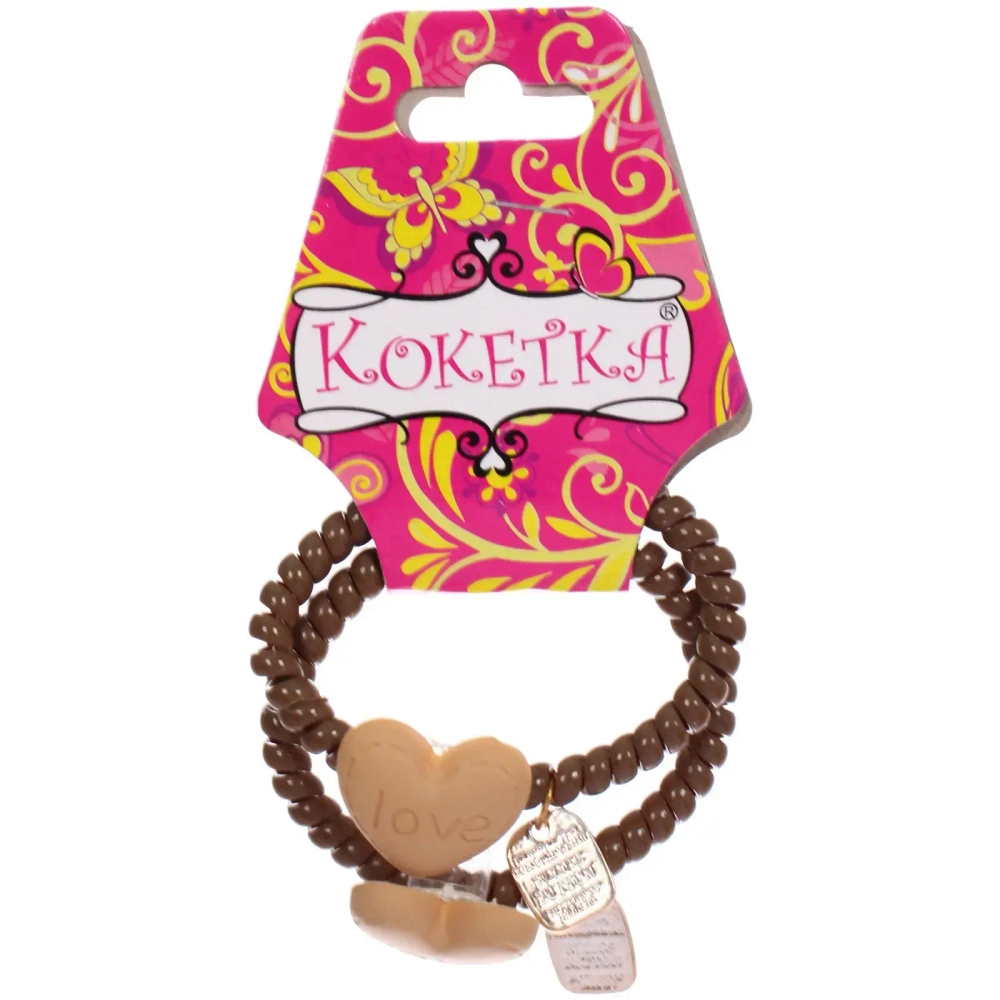 Резинки для волос силиконовые 2шт «Шоколад», сердечки, цвет молочный и коричневый, d-5.5см (Кокетка)