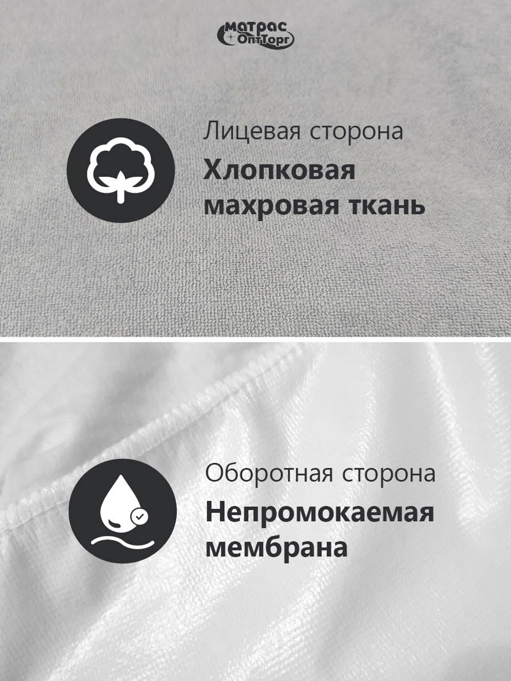 Чехол на матрас непромокаемый Мулетон с бортом 25см (Серый)