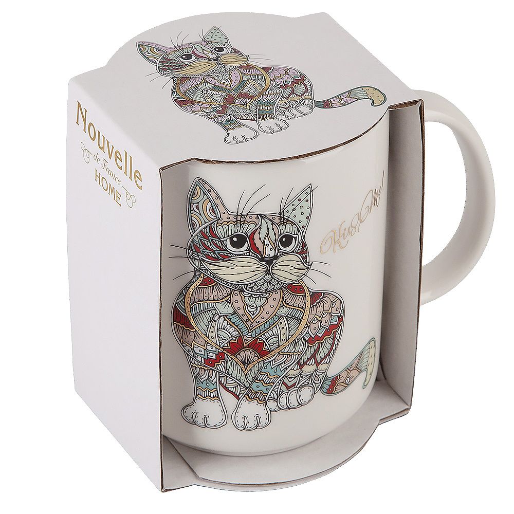 Кружка "Kitty" v=380мл (фарфор) (картонная цветная лента)