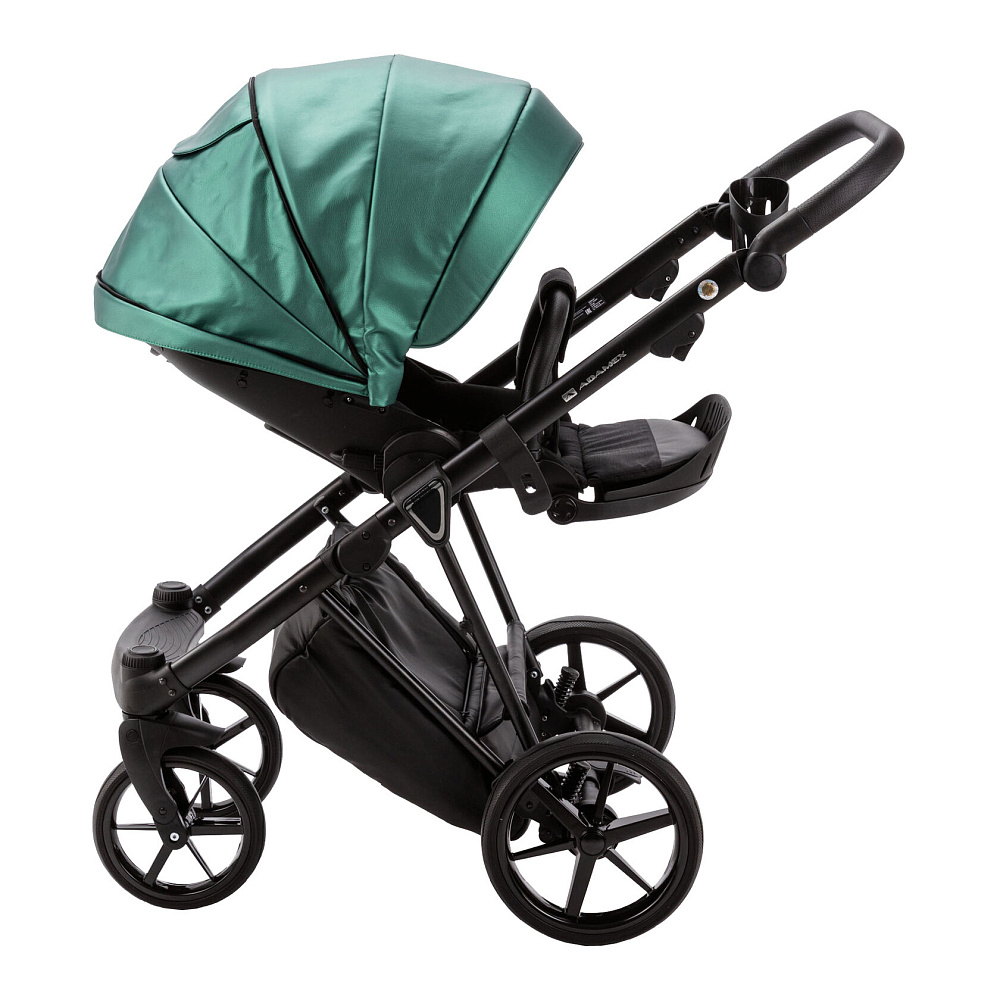 Детская коляска Adamex Belissa Deluxe 2 в 1 B-SM01 (ИЗУМРУД. ПЕРЛ 100% КОЖА)