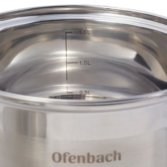 Набор кастрюль 6 предметов ( 1,1 л; 1,7 л; 2,4 л) Ofenbach NB 100002 из нержавеющей стали