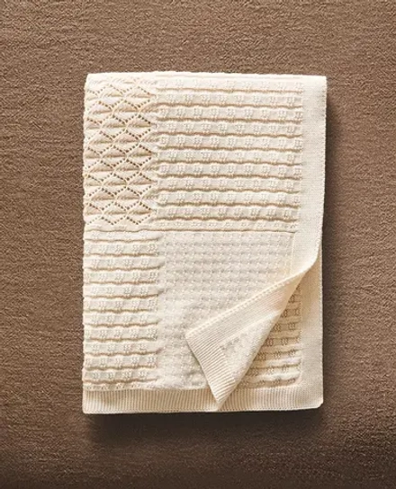 ZARA HOME ДЕТСКИЙ ПЛЕД В СТИЛЕ ПЭЧВОРК, ЭКРЮ