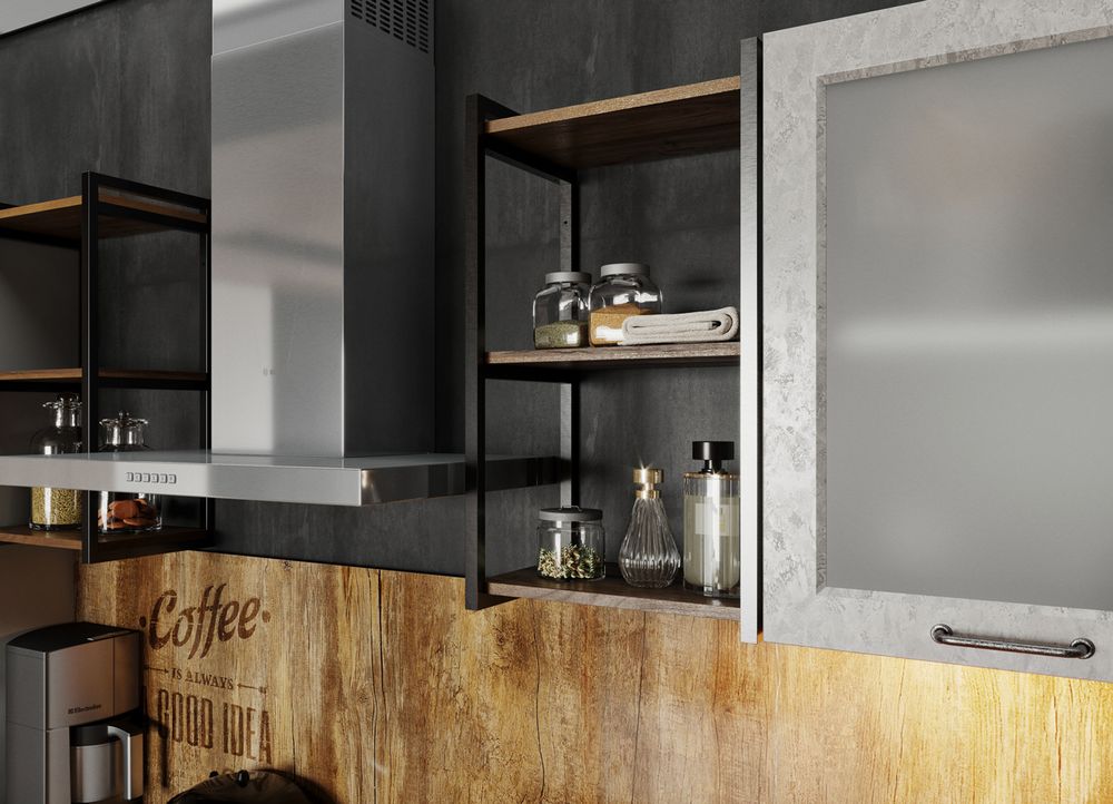 Модульный кухонный гарнитур «Капри» 3100 мм (Камень светлый/Камень темный), ЛДСП/МДФ, ДСВ Мебель